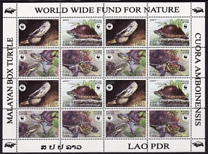 Лаос, 2004, Черепахи, WWF, лист 4х4